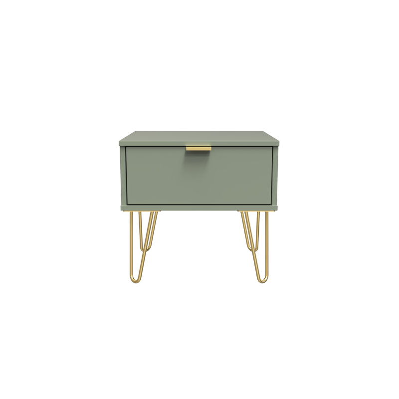 Solvay 45cm W Manufactured Wood Bedside Table, Green/Gold