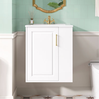Armoire de salle de bain murale 20 "avec armoire latérale combinée, armoire de salle de bain avec porte à fermeture douce, meuble-lavabo moderne avec lavabo, blanc