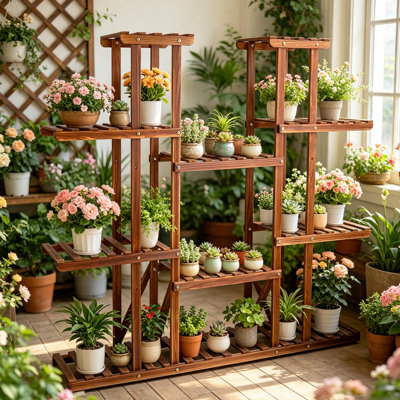 Solid Wood Plant Stand 11 Tier