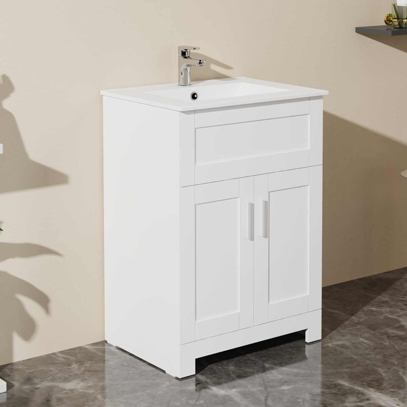 Meuble-lavabo 24 po avec lavabo en céramique, blanc