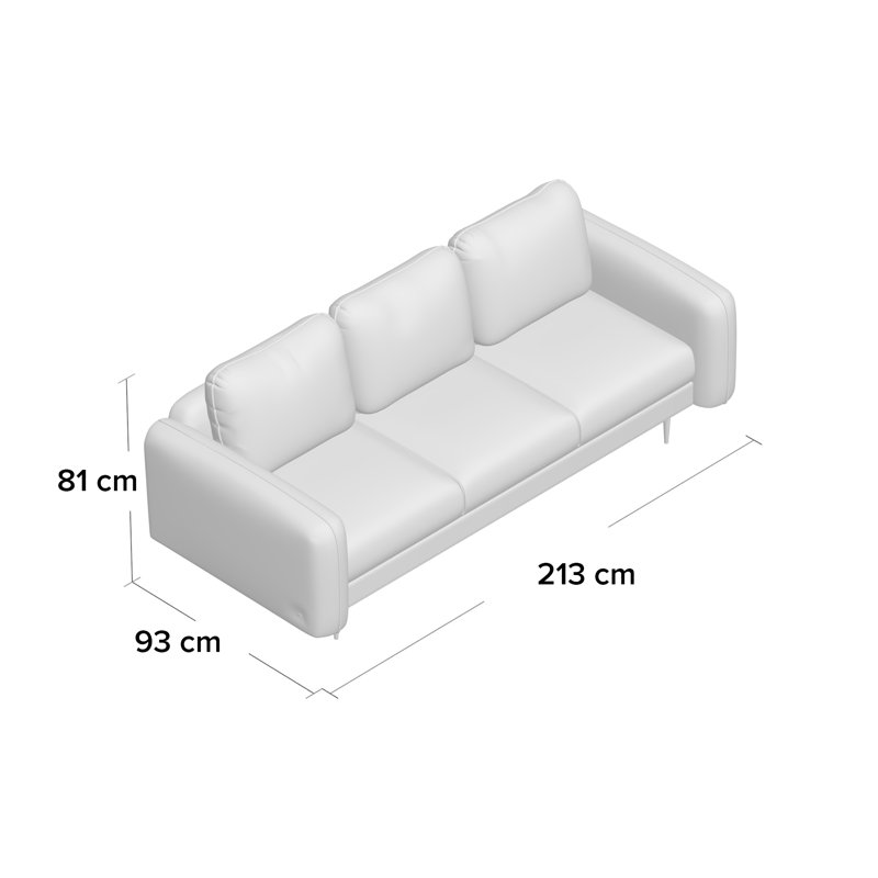 Bangou 3 Seater Sofa, Ontario Grey