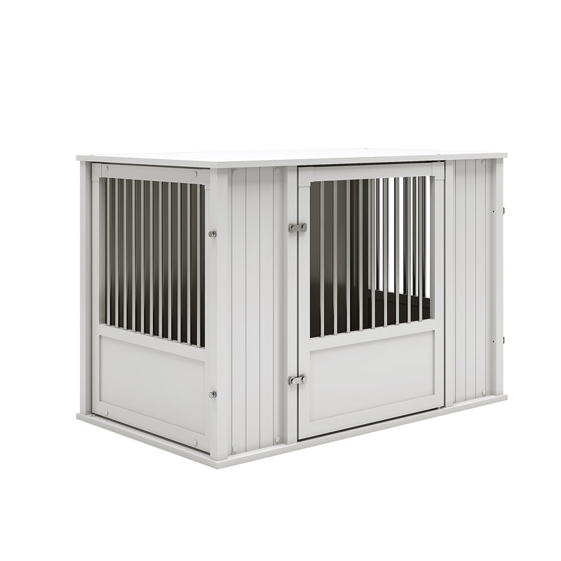 Cage pour chien durable avec placement de porte flexible, Très grand (H 29,9 po x l 27,2 po x P 43,3 po), Blanc antique