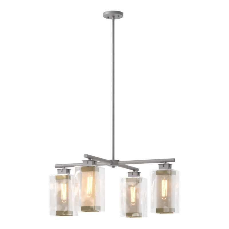 Polaris 4 - Light Outdoor Chandelier, Coastal Gold, Coastal Burnished Steel