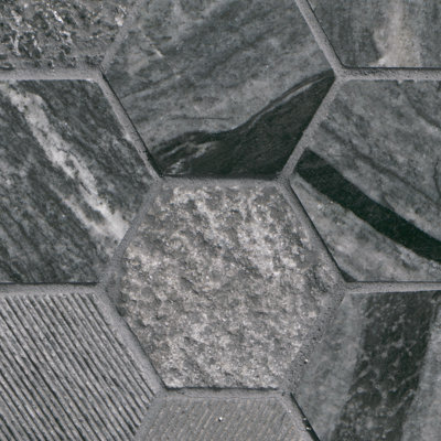 Gravelle Hexagon 12 in. x 12 in. Polished Marble Mosaic Floor and Wall Tile