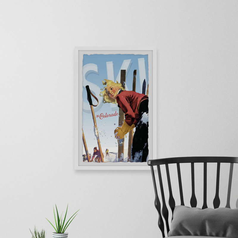 Ski in Colorado - Reproduction d'art sur papier encadrée, H 45 po x l 30 po x P 1,5 po