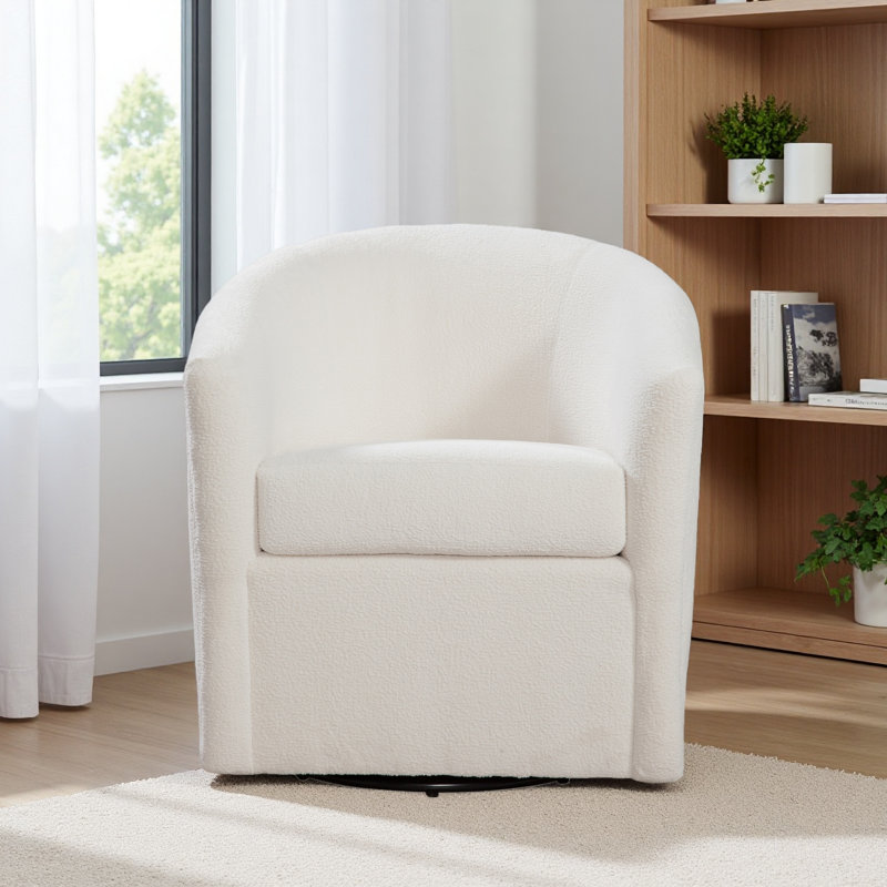 Fauteuil d'appoint pivotant en tissu performant, Ivoire ivoire
