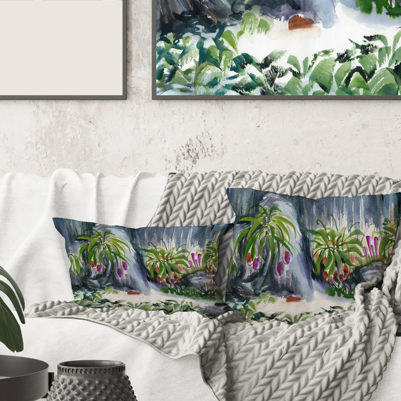 Coussin Tropical Plants Oasis - Farmhouse, 16" x 16"
