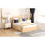 Lit plateforme en bois avec espace de rangement inférieur et 2 tiroirs - stable, couleur naturelle, meubles de chambre à coucher-125888474