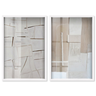 Impression dans un cadre-vitrine au style minimaliste moderne et aux tons neutres par Art Remedy