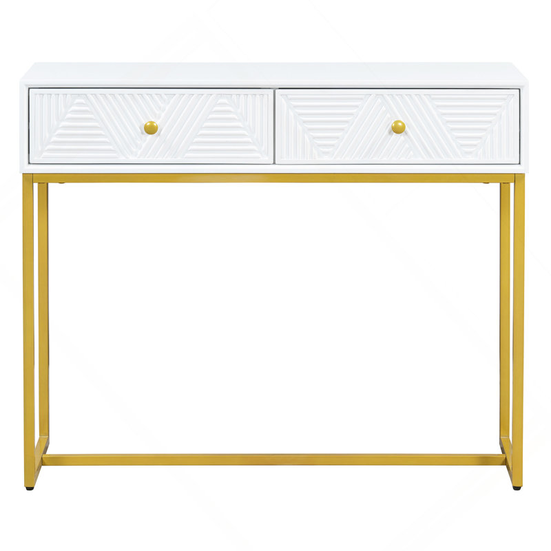 Console Table Two Drawers, White