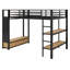 Lit mezzanine avec garde-robe, tablettes de rangement et panneau perforé-423540951