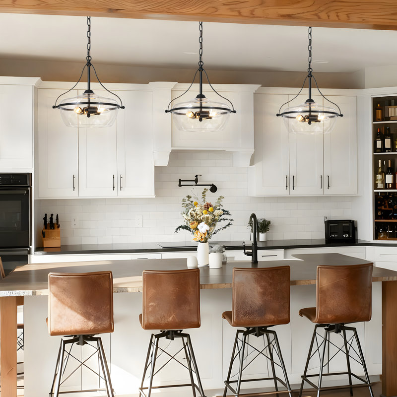 3-Light Black Modern Small Dimmable Drum Chandelier