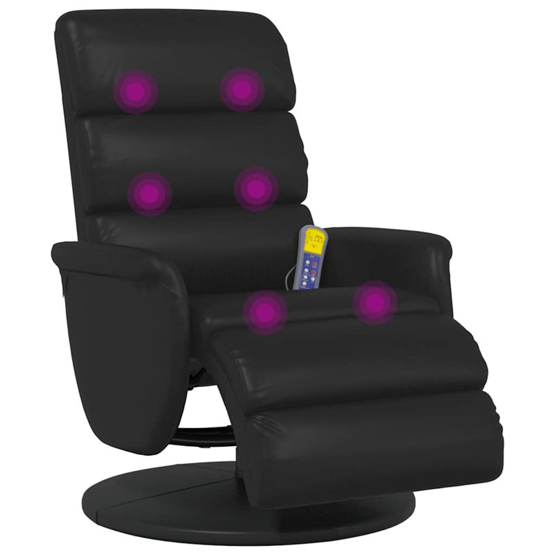 Fauteuil inclinable de massage vidaXL, similicuir noir, métal, contreplaqué moyen