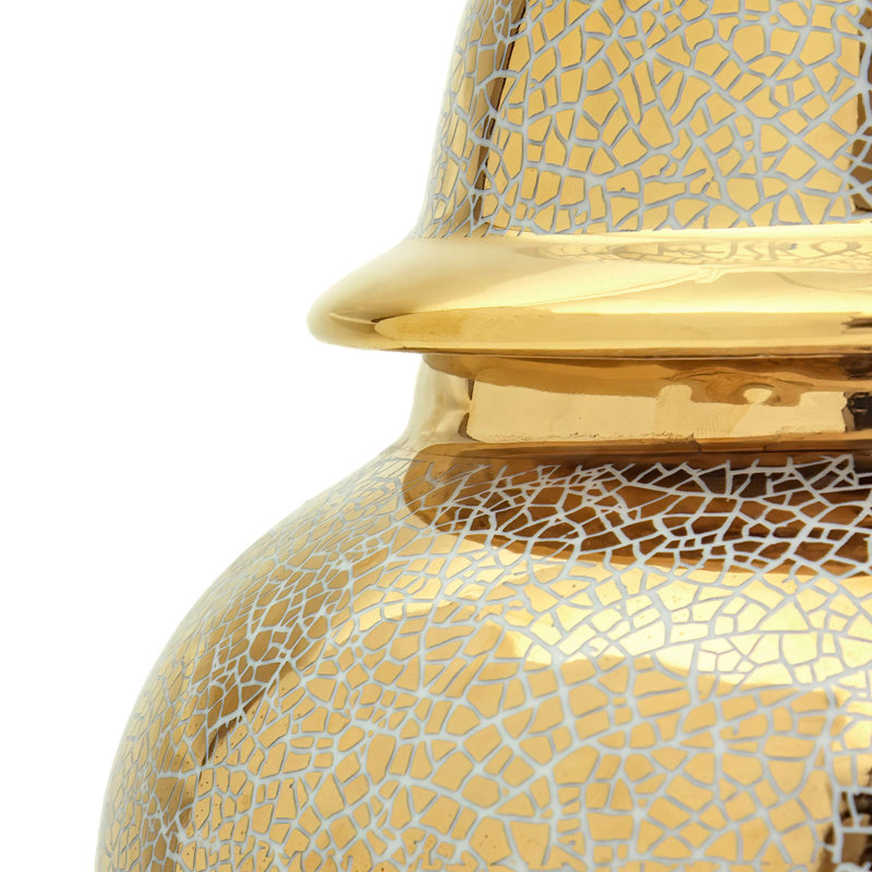 Timeless Chinese Temple Jar, Gold Crackle, 18"