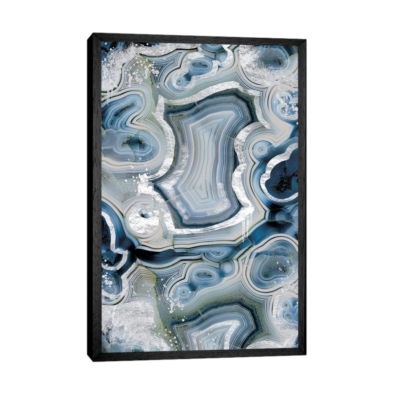 Sterling Sapphire Geode - Floater Frame Print on Canvas, 66.04 cm H x 45.72 cm W, Black Framed
