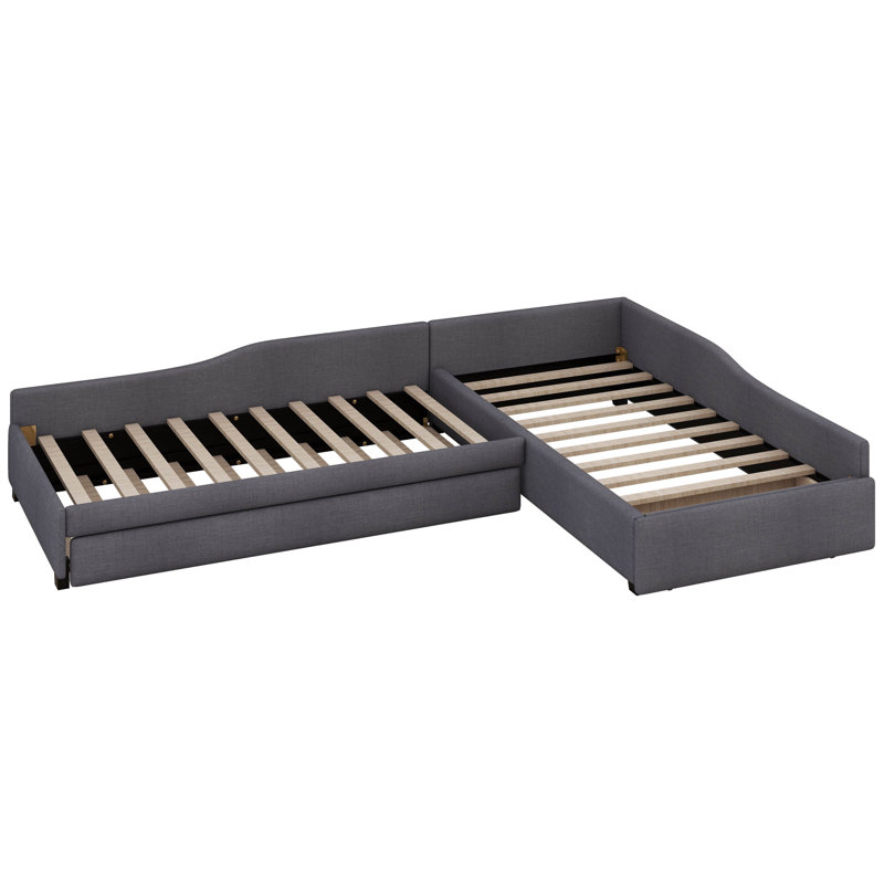 Twin Platforms Bed with Trundle by Latitude Run®, Grey