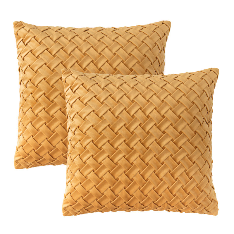 Housse de coussin décoratif en velours texturé Chanasya, Golden