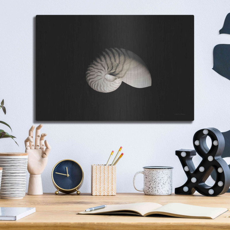 Luxe Metal Art 'Nautilus I' By Debra Van Swearinge " Nautilus I " by Debra Van Swearingen, 12" H x 16" W