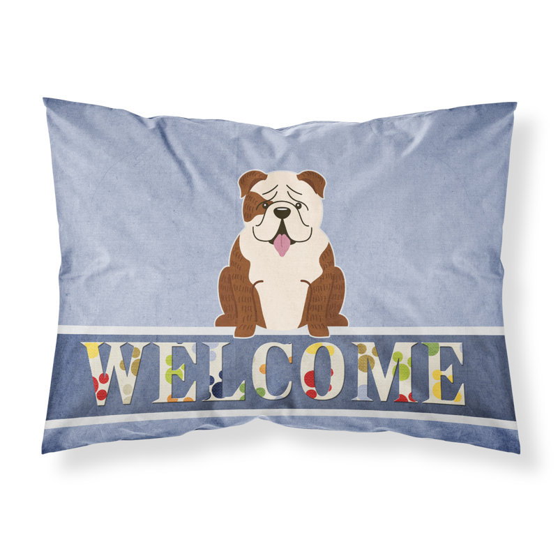 Taie d’oreiller welcome, Bouledogue anglais blanc bringé