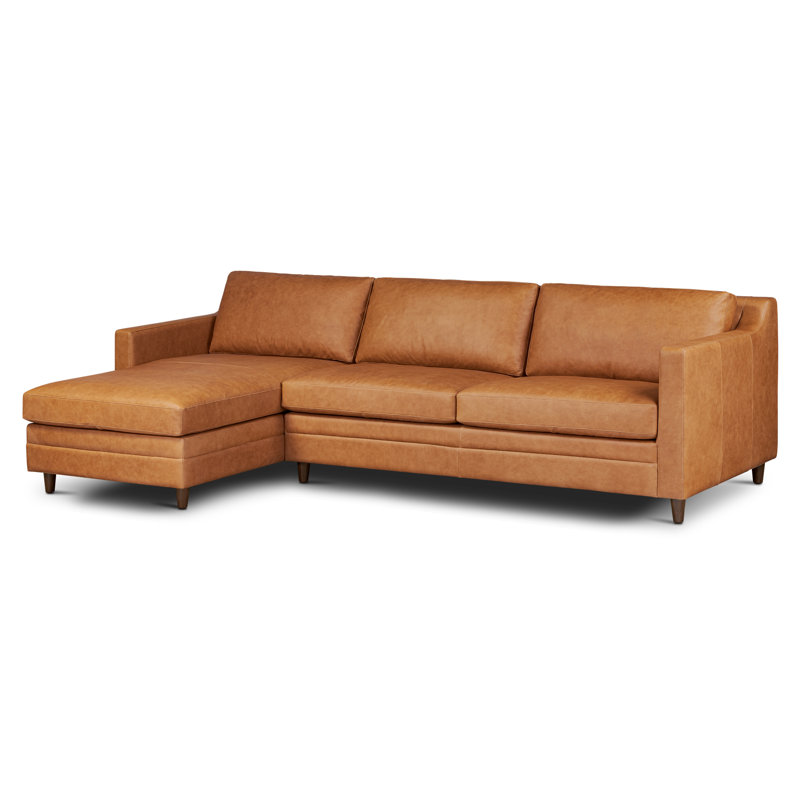 Canapé-lit modulaire avec rangement Harper, Brun clair cognac, Orienté à gauche (vu de face)