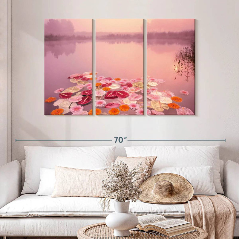 Alvord floral lac rose, H 32 po x l 50 po