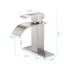 Robinet de lavabo de salle de bain avec bec cascade et bonde escamotable, finition nickel brossé, poignée simple à effet doux pour l'acier inoxydable rouille, débit facile à installer-129101748