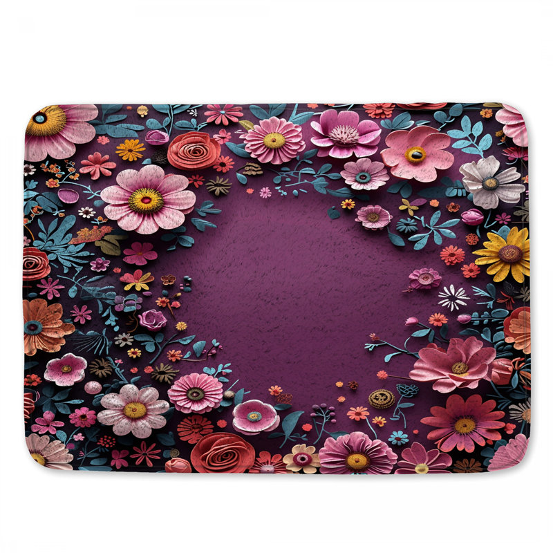 Tapis de bain floral, 34 po L x 21 po L