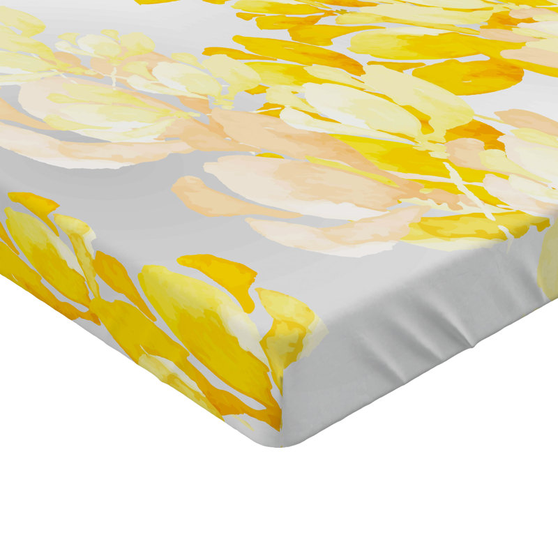 Drap-housse orange Ambesonne, Drap-housse de taille très grand, Jaune / blanc floral