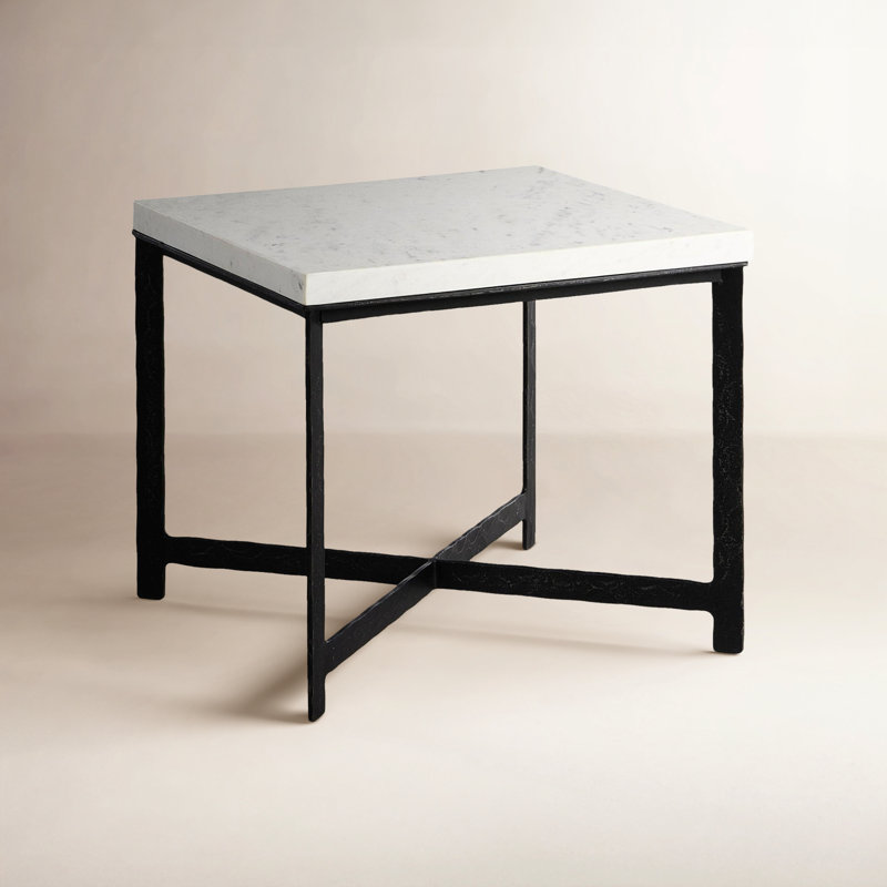 Nelida End Table, White Top/Black Base