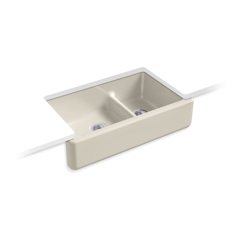 Whitehaven 36" L x 22" W Double Basin Farmhouse Kitchen Sink, Sandbar