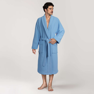 Peignoir en microfibre 100 % coton pour homme – Peignoir en éponge doux, absorbant et respirant avec ceinture et poches – Tailles P à TG