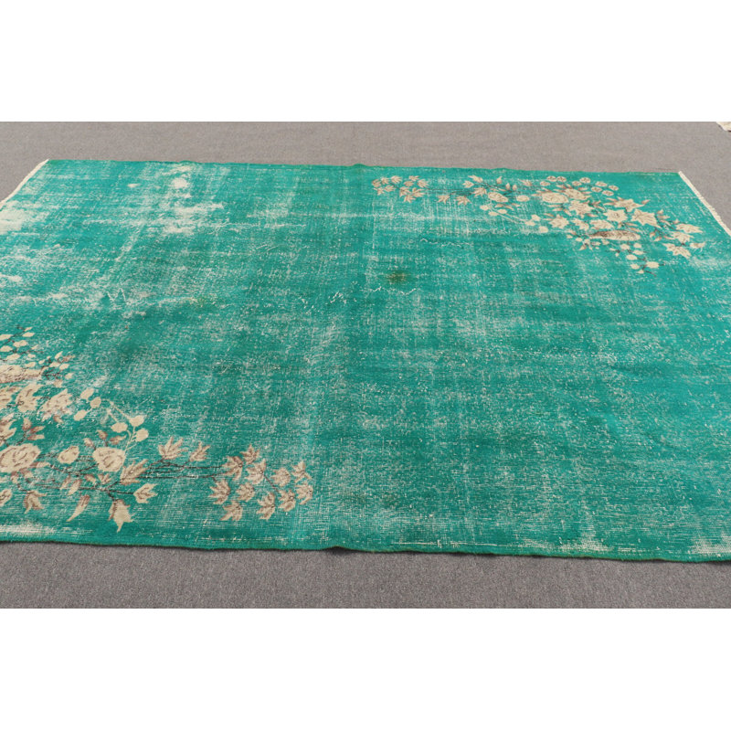 Grand tapis Oushak turc Anatolian au design marocain vert rétro pour le décor du salon