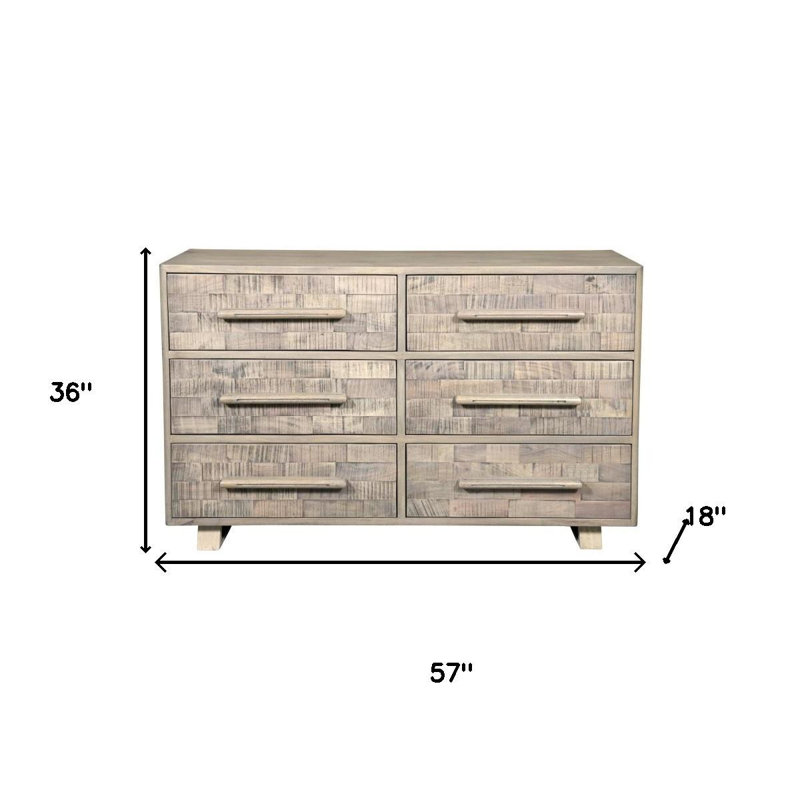Commode 57 po à 57 tiroirs en bois massif gris