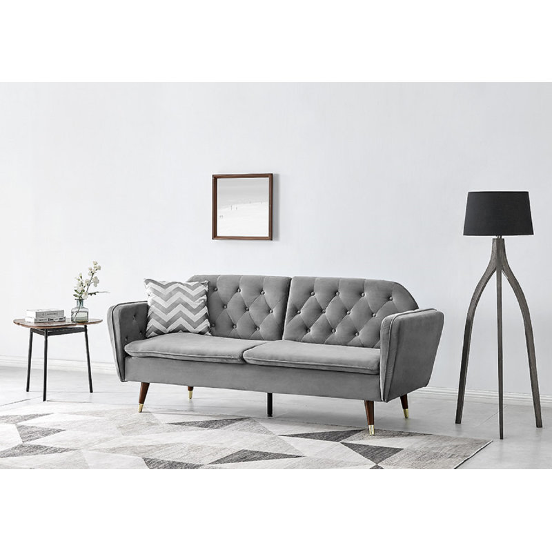 Hera 2 Seater Velvet Sleeper, Grey