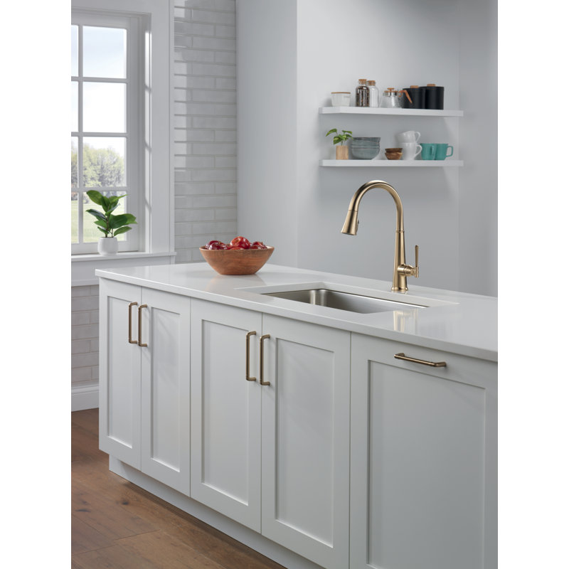 Emmeline Pull Down Single Handle Kitchen Faucet, Lumicoat Champagne Bronze