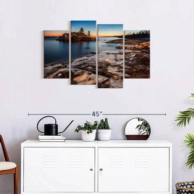 Lac supérieur au crépuscule sur toile, ensemble de 4 pièces