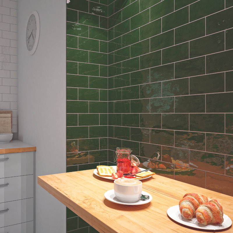 Diana 3" x 6" Ceramic Spanish Subway Tile, Emerald