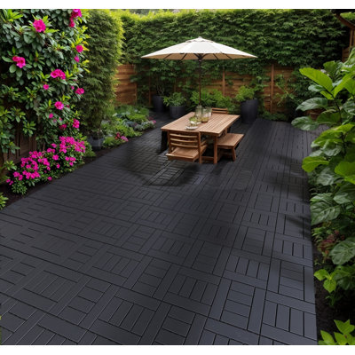 Carreau de terrasse emboîtable en plastique de style l 12 po x l 12 po, 44 pièces inclus