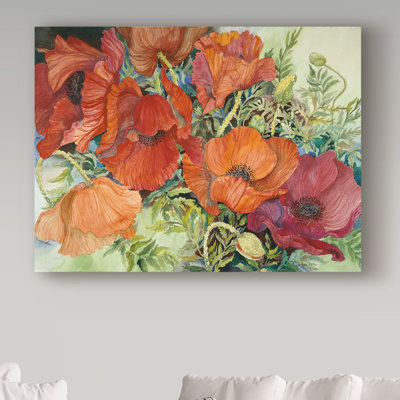 'Orange Poppies' Acrylic Painting Print on Wrapped Canvas