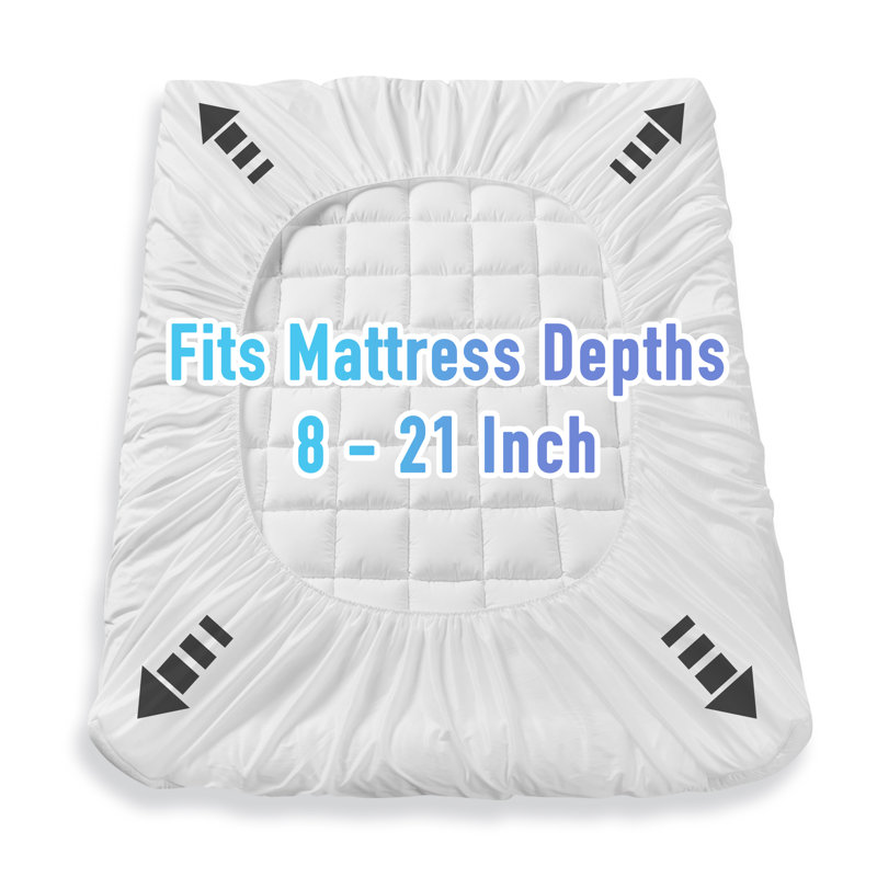 Crotty 350g Filled Checkerboard Pattern Mattress Topper, White, Queen