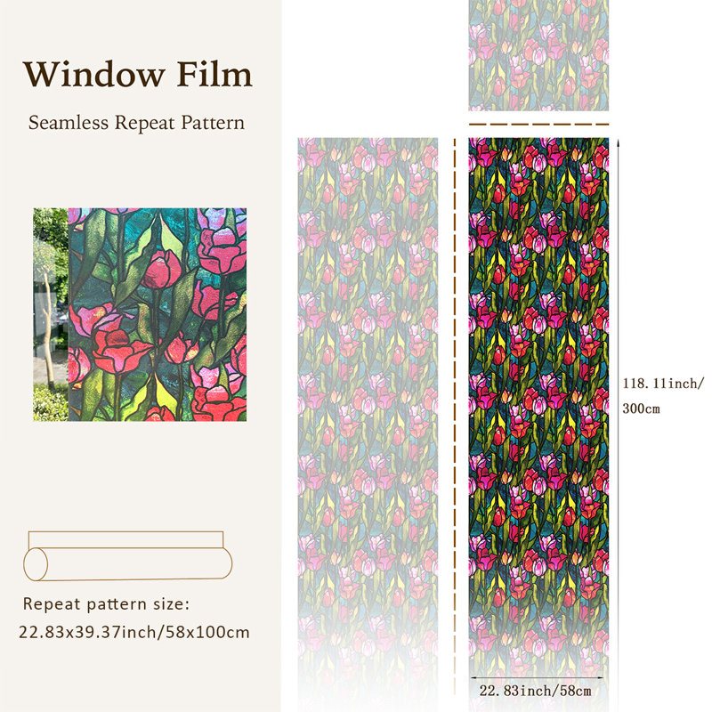 Red Tulip Static Cling Window Decal