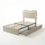 Base de lit tapissier grand format avec 2 tiroirs de rangement et tête de lit à DEL, support de lattes en bois massif pour enfants, gris-645659544-645659549