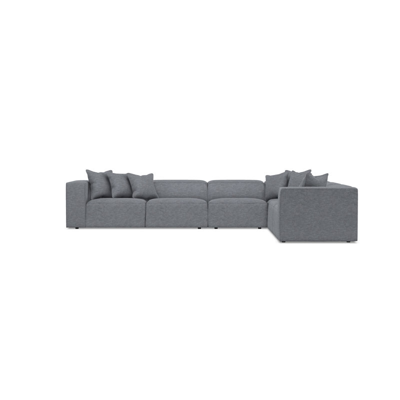Bliss Sectional, 28" H x 160.5" W x 123.5" D, Dark Gray Polyester Blend