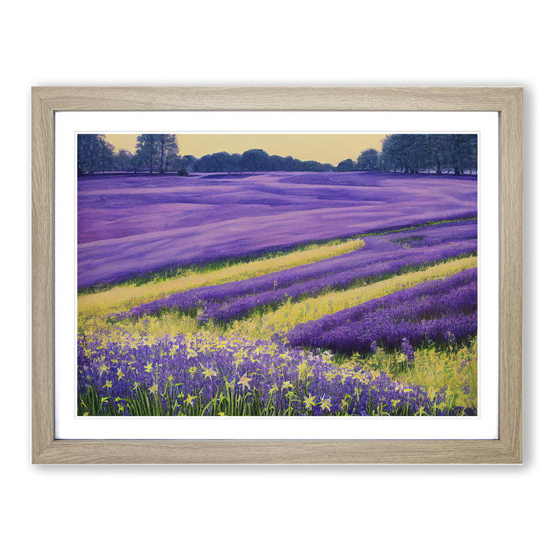 XH1022-6362X Mystical Bluebell Field - Single Picture Frame Print, 34cm H x 46cm W, Beige