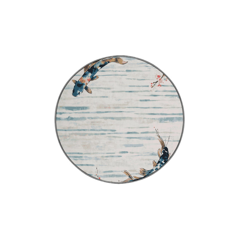 Machine Washable Gray Area Rug, Round 6'
