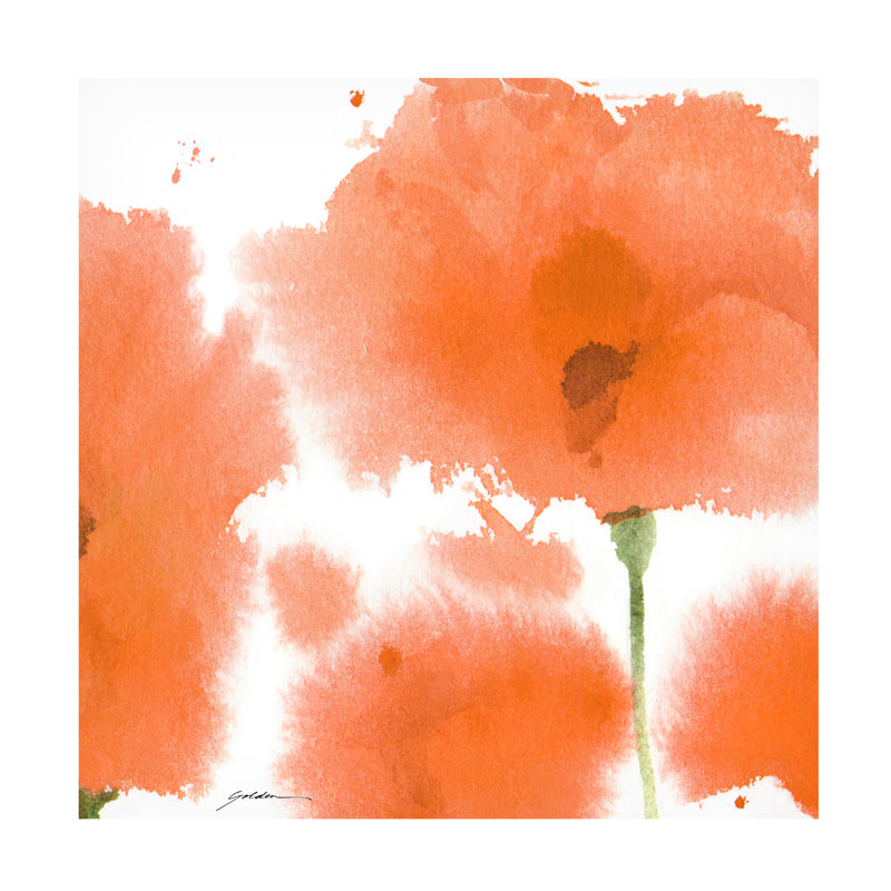 Georgiy Red Orange Poppies - reproduction d'art sur toile tendue, H 14 po x l 14 po x P 2 po