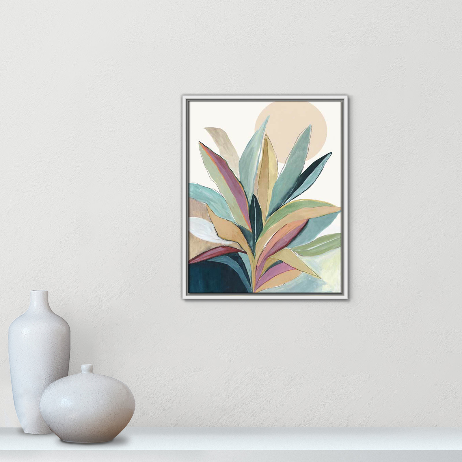 Sherbrooke Sunny Bright Leaves I by Asia Jensen Print, No Mat, 21.5" H x 17.5" W x 2" D, White Floater Framed