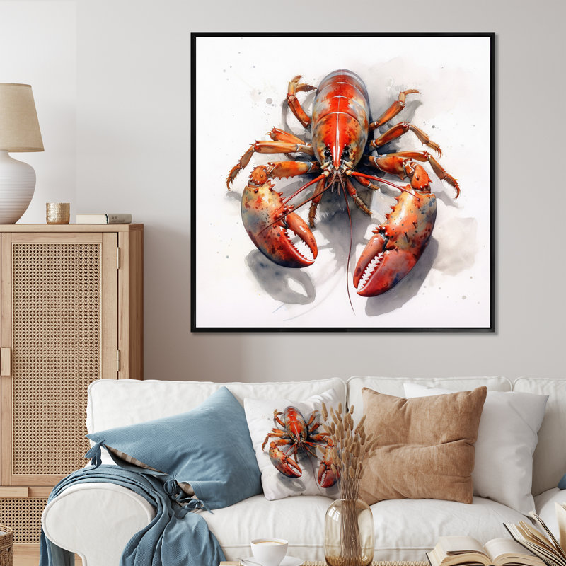 Lobster Marine Delicacy IV, reproduction d'art sur toile, Cadre flottant noir, H 30 po x l 30 po x P 1 po