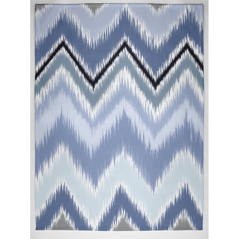 Salome Chevron Blanket, Blue/Black/White