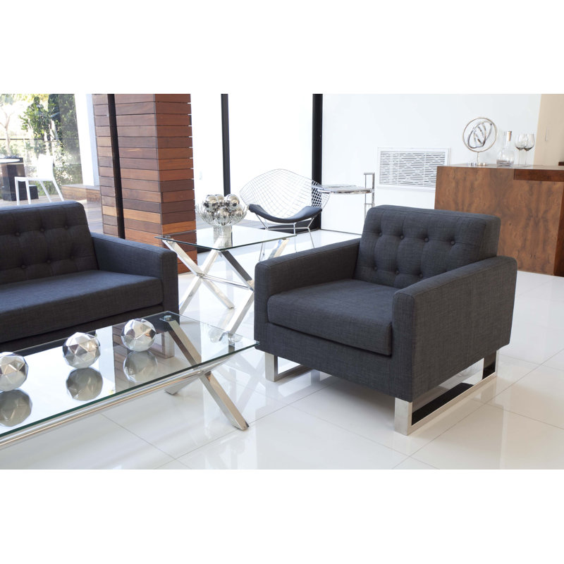 Sloan Upholstered Accent Chair, Charcoal